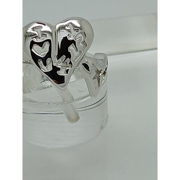 Vintage Estate Jewelry .925 Thailand Sterling Silver Ring Size 5.5 I LOVE YOU - Picture 6 of 16